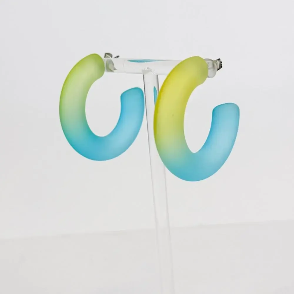 Chunky Matte Ombre Hoops Lime Green & Turquoise